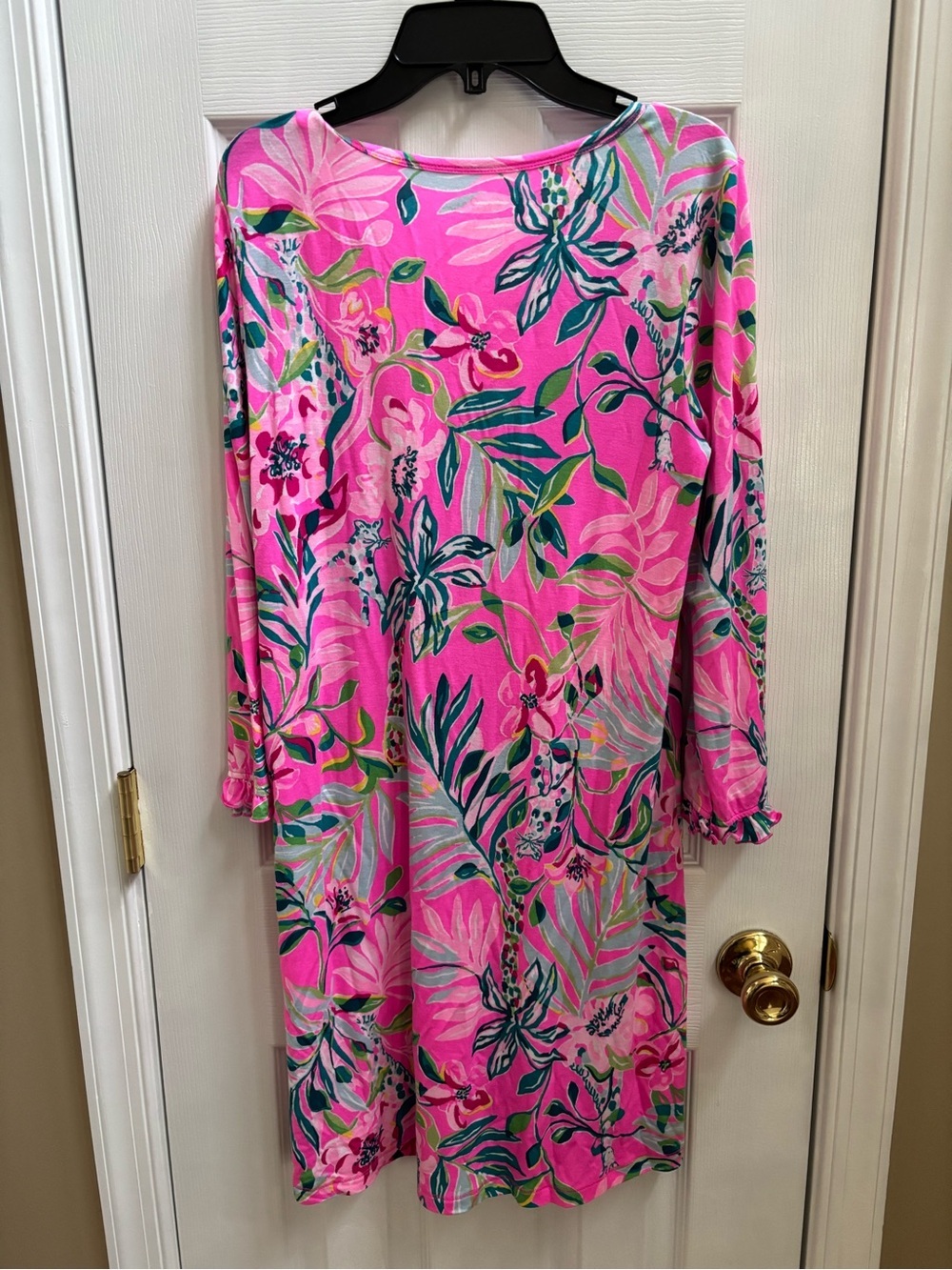 Lilly Pulitzer Pajama Nightshirt Plumeria Pink Im Feline Fine, SIZE Small, EUC - Picture 5 of 5